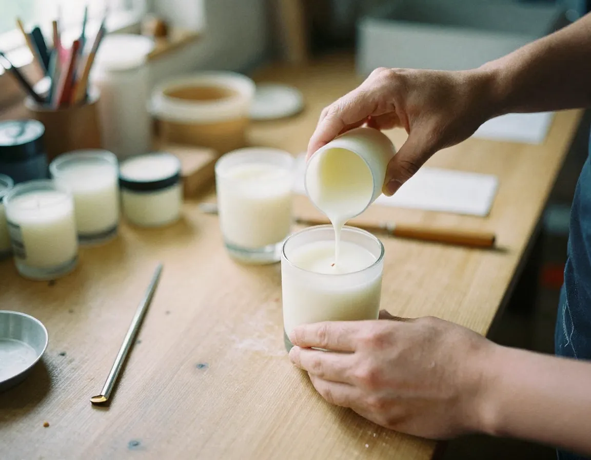Handcrafted scented candles being made in Auckland workshop